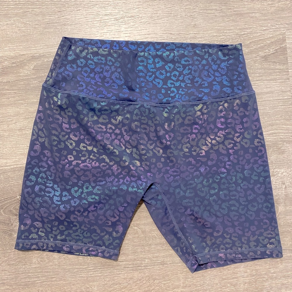 Zyia Active Navy Leopard Hustle Shorts 7” - Women | Color: Purple | Size: 3X